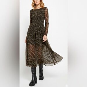 Free People Mesh Hello and Goodbye Midi Dress